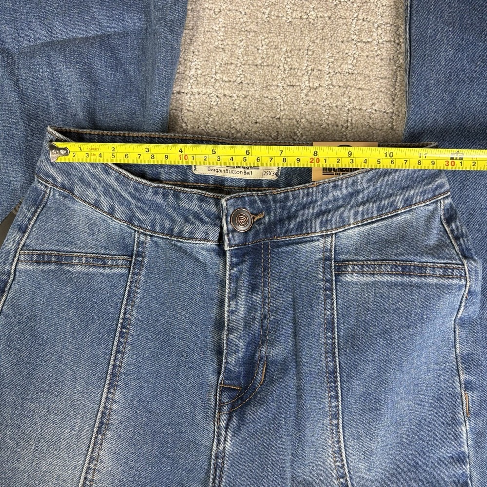 Rock & Roll Bell Bottoms Sz 25x34 Bargain Button Bell Raw Hem 70s Festival Light - Picture 5 of 10